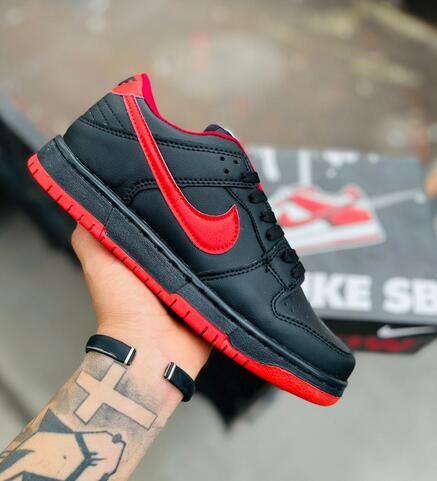 Men's Dunk Low Black/Red Shoes 0485